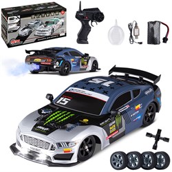 AUTODRIVE 1:16 2.4GHz Р/У Машина для дрифта с паром, 4WD, запасн.колеса 4шт., свет, с аккум, в/к 31* JB0404641 - фото 31873